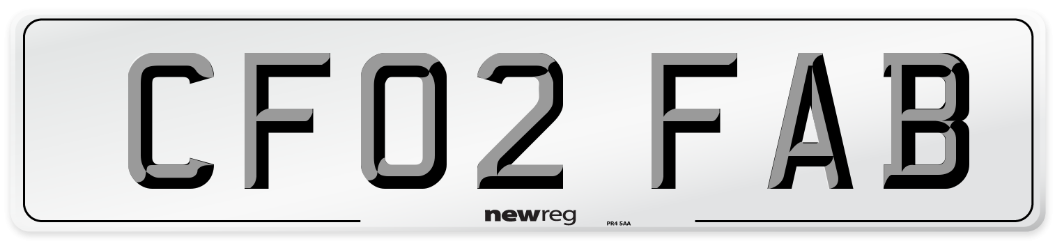 CF02 FAB Number Plate from New Reg